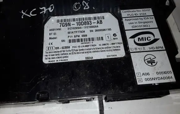 Volvo S80 Other control units/modules 7G9N10D893AB 001A77F77A34 260005961165