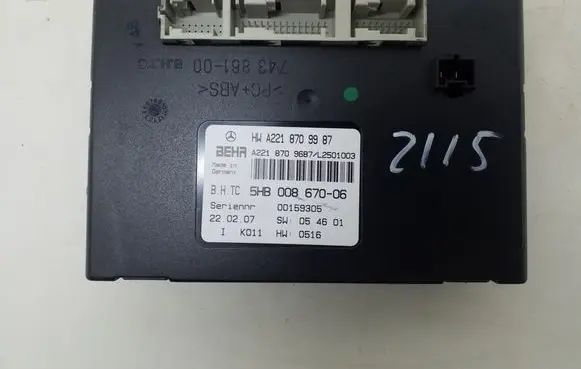 Mercedes-Benz S W221 Air conditioning/heating control unit A2218709987