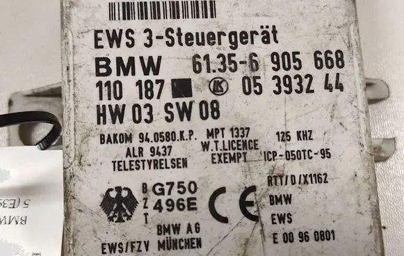 BMW 5 E39 Immobilizer control unit/module 61356905668 110187 05393244