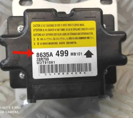 Mitsubishi Space Star Airbag control unit/module 8635A499 3SR799 W2T91081