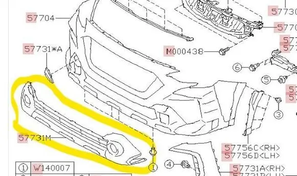 Subaru Outback (BT) Front bumper splitter molding 57731AN69A