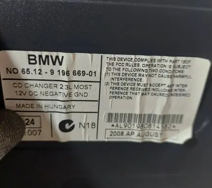 BMW 3 E90 E91 CD/DVD changer 6512919666901