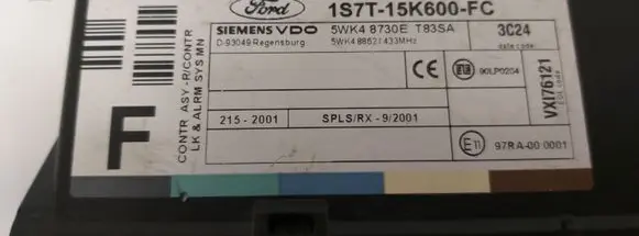 Ford Focus Comfort/convenience module 1S7T15K600FC 5WK48730E
