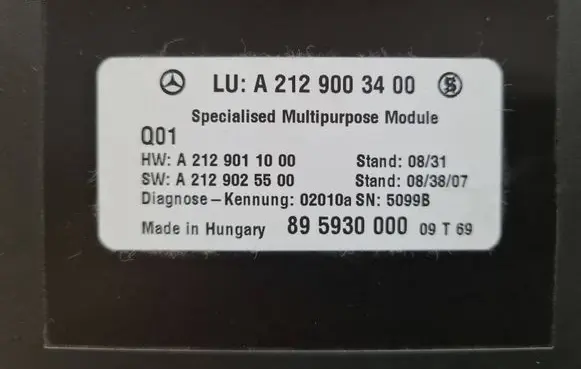 Mercedes-Benz C W204 Other control units/modules A2129003400 895930000