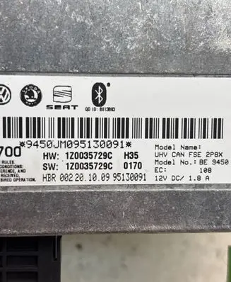 Skoda Octavia Mk2 (1Z) Bluetooth control unit module 1Z0035729C 170035729C