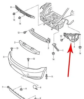 Volkswagen Beetle A5 Rear bumper mounting bracket 5C5807394H