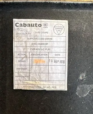 Jaguar F-Type Trunk/boot floor carpet liner Ex5345455bf