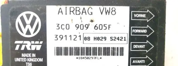 Volkswagen PASSAT B6 Airbag control unit/module 3C0909605F