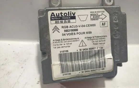 Citroen Berlingo Airbag control unit/module 9653190880 603602500