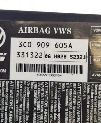 Volkswagen PASSAT B6 Airbag control unit/module 3C0909605A