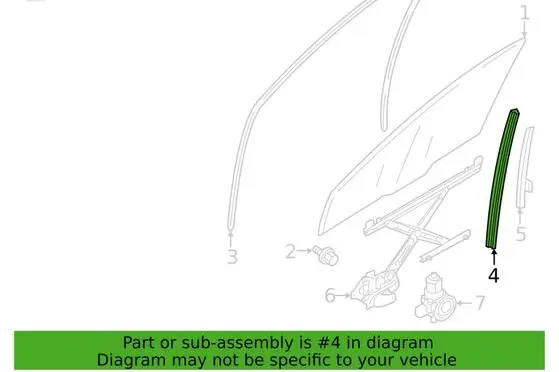 Mitsubishi Outlander Rubber seal front door window/glass 5705A588