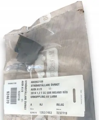 Audi A1 Alarm switch 4H0962109