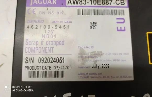 Jaguar XF Navigation unit CD/DVD player 4621009451 092024051 AW8310E887CB