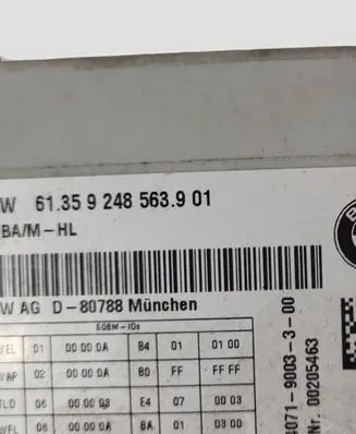 BMW 5 F10 F11 Seat control module 9248563 00205463