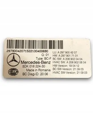 Mercedes-Benz EQS V297 Comfort/convenience module A2979004207