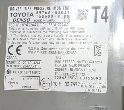 Lexus RC Tire pressure control unit 8976A53031