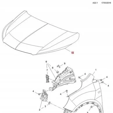 Opel Mokka X Engine bonnet/hood 42554956