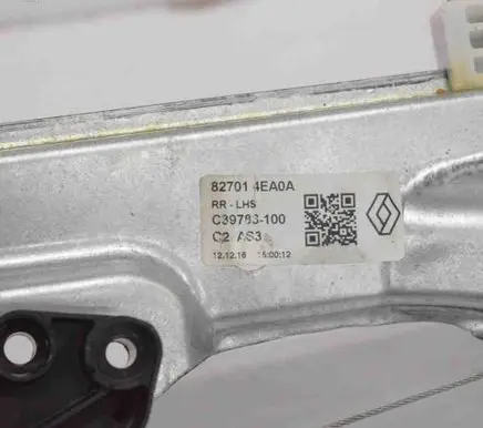 Renault Kadjar Rear door window regulator with motor 827014EA0A