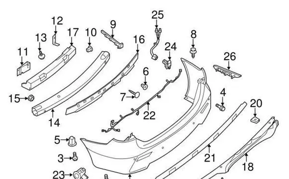 Nissan Pathfinder R52 Rear bumper trim bar molding 850723KA0A