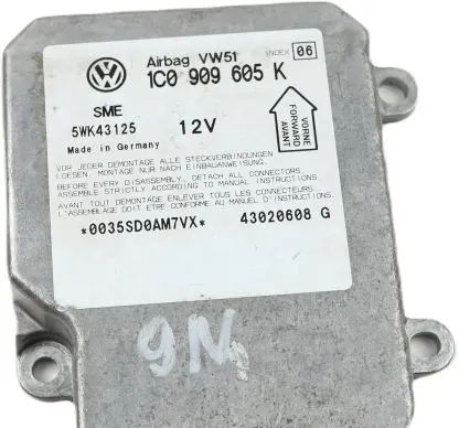 Volkswagen Polo IV 9N3 Airbag control unit/module 1C0909605K 5WK43125