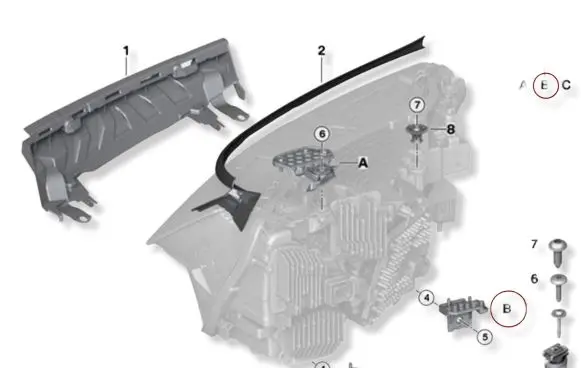 BMW iX Headlight/headlamp mounting bracket 63215A220B6