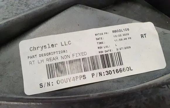Chrysler Voyager Rear window lifting mechanism without motor 3016660 2009198740