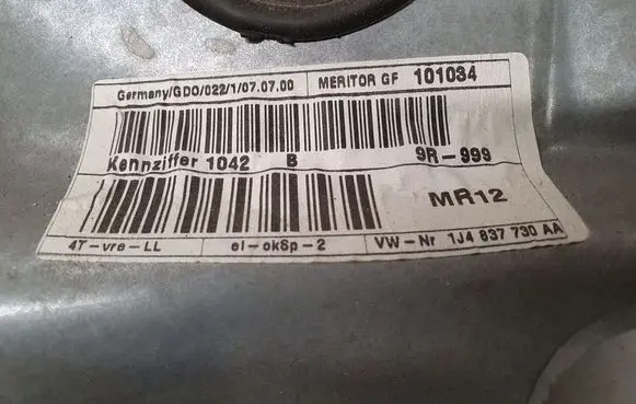 Volkswagen Bora Front window lifting mechanism without motor 1J4837756F 1J4837730AA