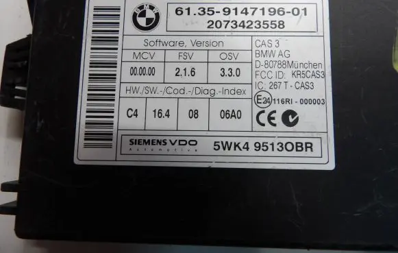 BMW 1 E81 E87 Other control units/modules 9147196 5WK495130BR
