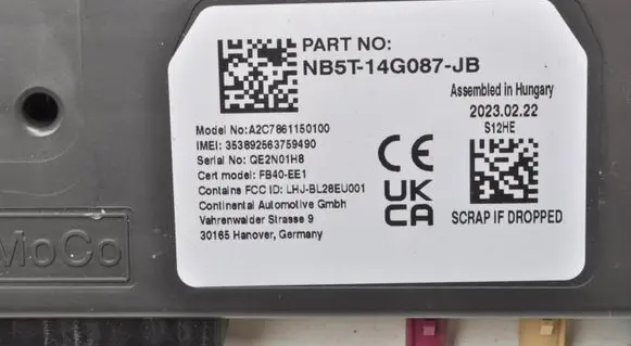 Ford Puma Bluetooth control unit module NB5T-14G087-JB