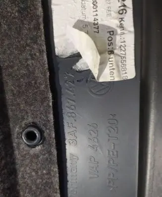 Volkswagen PASSAT B7 Trunk/boot side trim panel 3AF867427 KAP4626