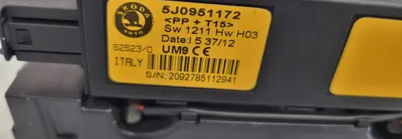 Skoda Fabia Mk2 (5J) Ultrasonic Sensor 5J0951172 525230 2092785112941