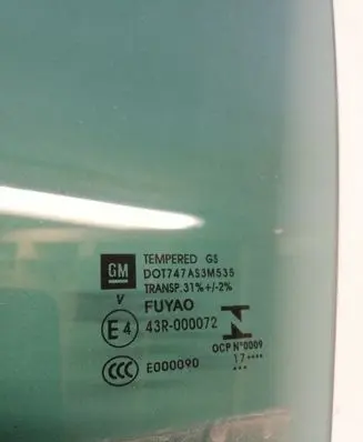 Opel Astra K Rear door window glass 43R000072