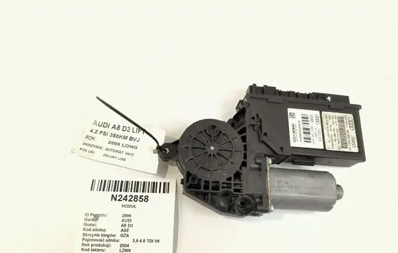 Audi A8 S8 D3 4E Rear door window regulator motor 4E0959802D 5WK45676KBF