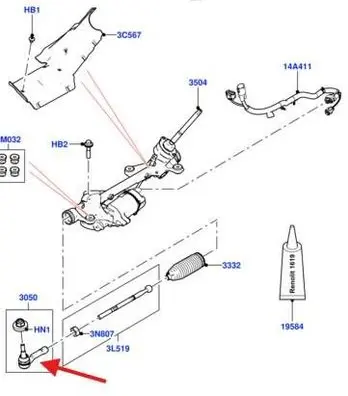 Jaguar E-Pace Steering tie rod end LR135927