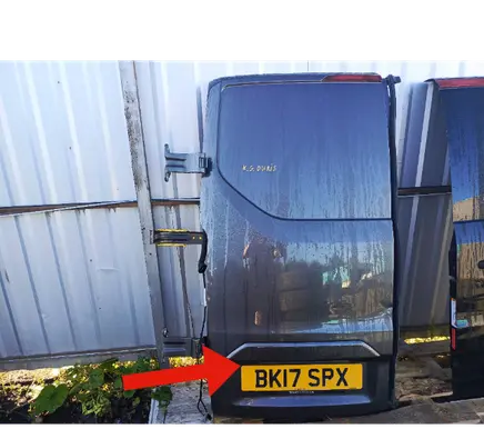 Ford Transit Custom Number plate light CARG0D00R BK2113555 320F111888