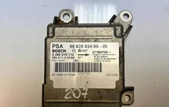 Peugeot 207 Airbag control unit/module 9663593480 0285010112