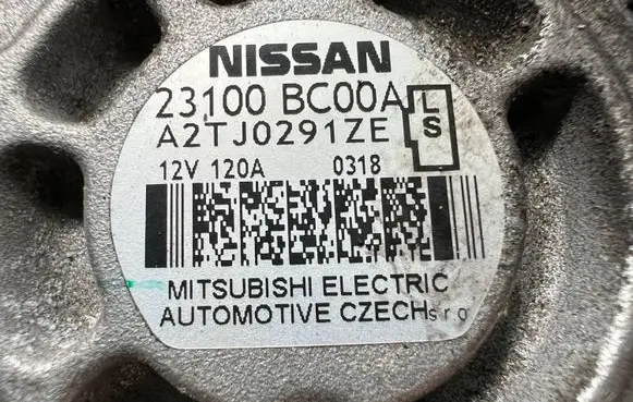 Nissan Qashqai Generator/alternator 23100BC00A A2TJ0291ZE