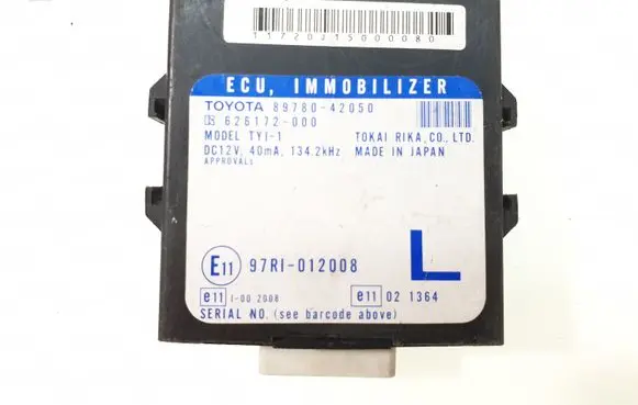 Toyota Avensis T250 Immobilizer control unit/module 8978042050 626172000 97RI012008