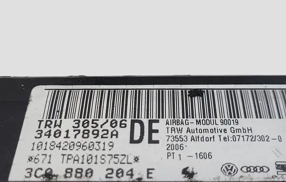 Volkswagen PASSAT B6 Passenger airbag 3C0880204 34017892A 1018420960319