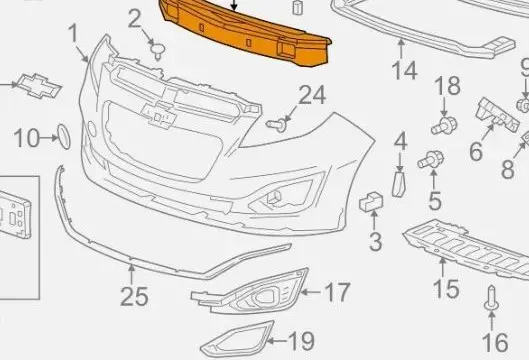 Chevrolet Spark Front bumper foam support bar 96686589