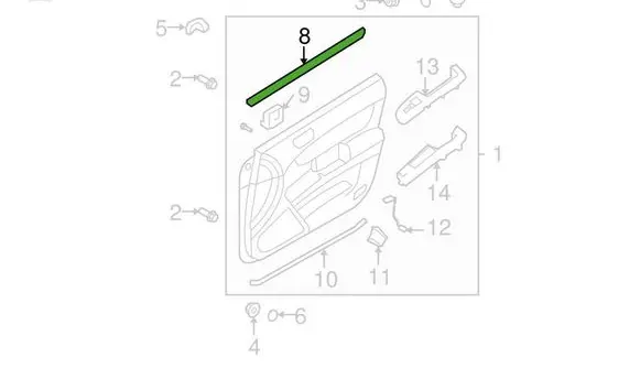 Hyundai Sonata Front door windshield rail 822313K000