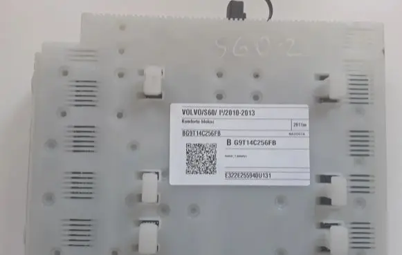 Volvo S60 Comfort/convenience module BG9T14C256FB