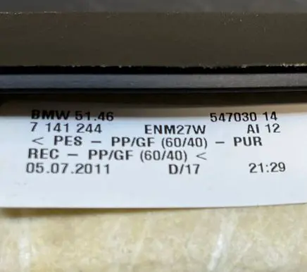 BMW 3 E90 E91 Parcel shelf 7141244 9149848