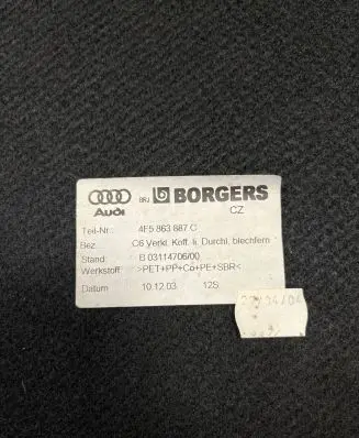 Audi A6 S6 C6 4F Trunk/boot lower side trim panel 4F5863887C 0311470600