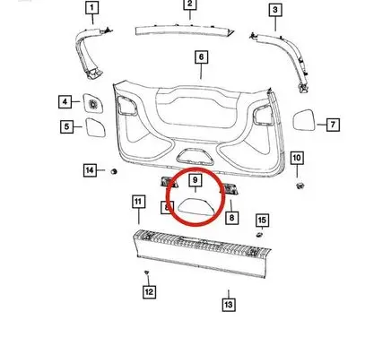 Chrysler Pacifica Trunk/boot trim cover 6GA58DX9AA MT1545