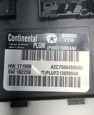 Chrysler Pacifica Tailgate/trunk control unit/module 68316094AF A2C7556450500 PLUF213800948