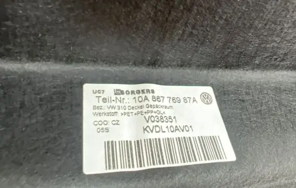 Cupra Born Parcel shelf 10A867769 LS9R