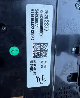 Opel Insignia A Climate control/heater control trim 26202377 544930977 7370200000000K