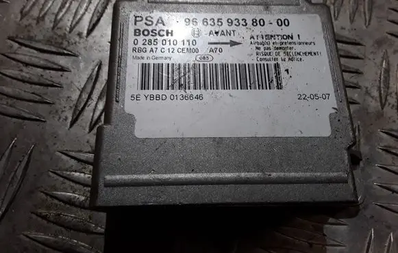 Peugeot 207 Airbag control unit/module 9663593380 0285010110