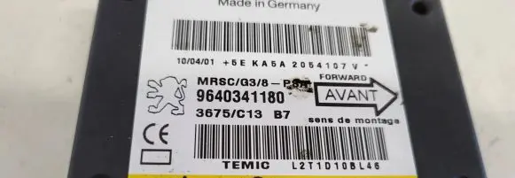 Peugeot 607 Airbag control unit/module 9640341180 L2T1D10BL46 3675C13B7
